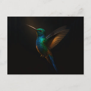 Carte postale noire 4 Luxe avec colibri en vol