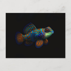 Carte postale noire 4 Luxe avec poisson mandarinet