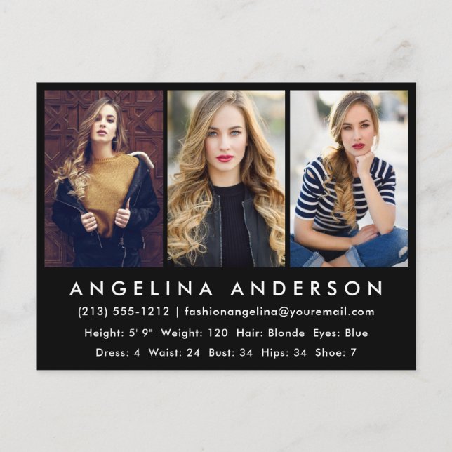 Carte postale noire de l'acteur modèle (Devant)