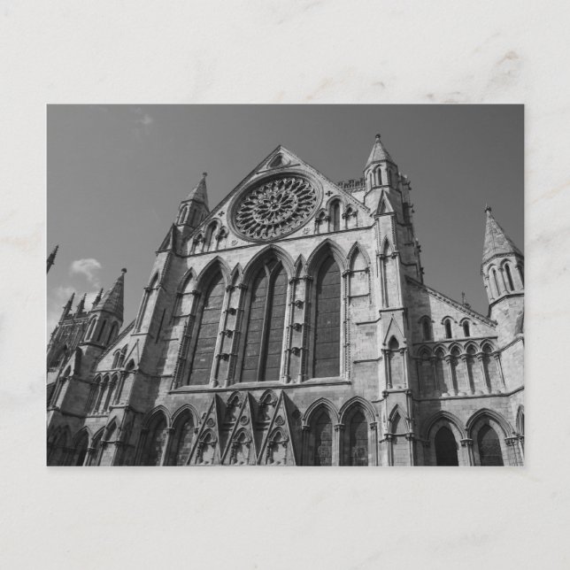 Carte postale noire et blanche de la cathédrale Yo (Devant)