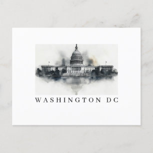 Carte postale noire et blanche de Washington DC