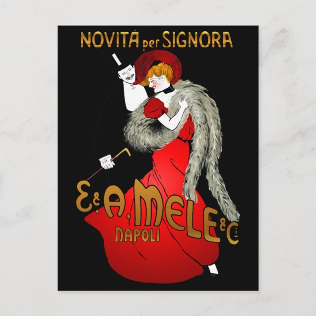 Carte postale noire Lady in Red (Devant)