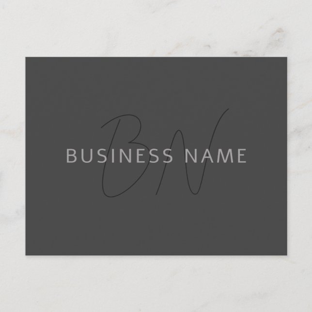 Carte Postale Nom au look cool & monogramme | Gris foncé (Devant)