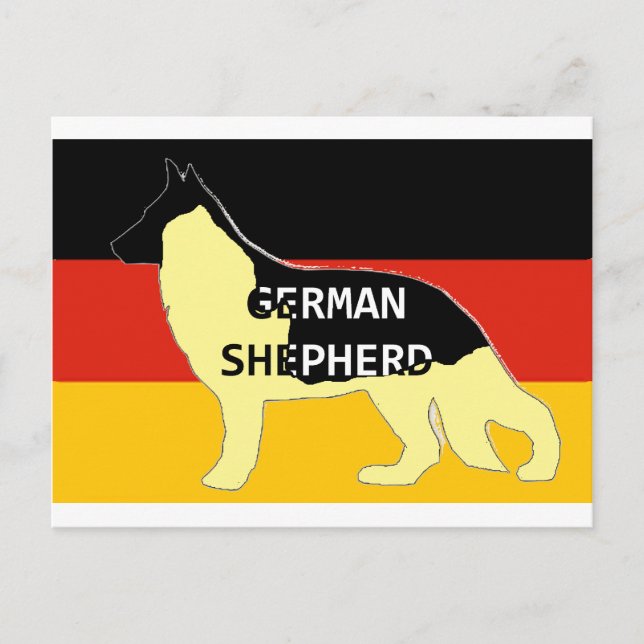 Carte Postale nom berger allemand silhouette sur le drapeau noir (Devant)