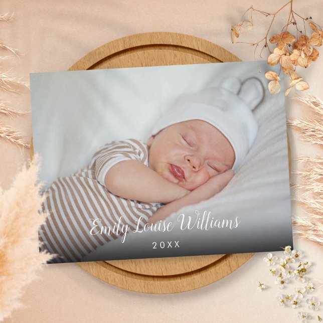 Carte Postale Nom de bébé Photo Date Annonce simple (Créateur téléchargé)