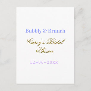 Carte Postale nom de date de baby shower bulle et brunch violet