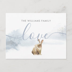 Carte Postale Nom de famille de Noël Hiver Lièvre de la forêt
