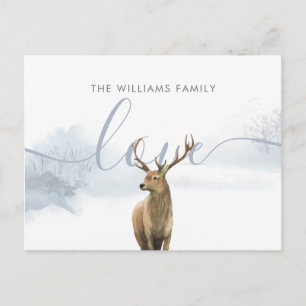 Carte Postale Nom de famille Noël Cerf de la forêt hivernale
