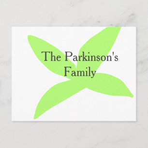Carte Postale Nom de famille pastel abstrait feuille verte rétro