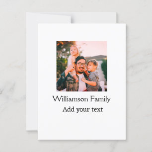 Carte Postale Nom de famille photo message texte vacances simple