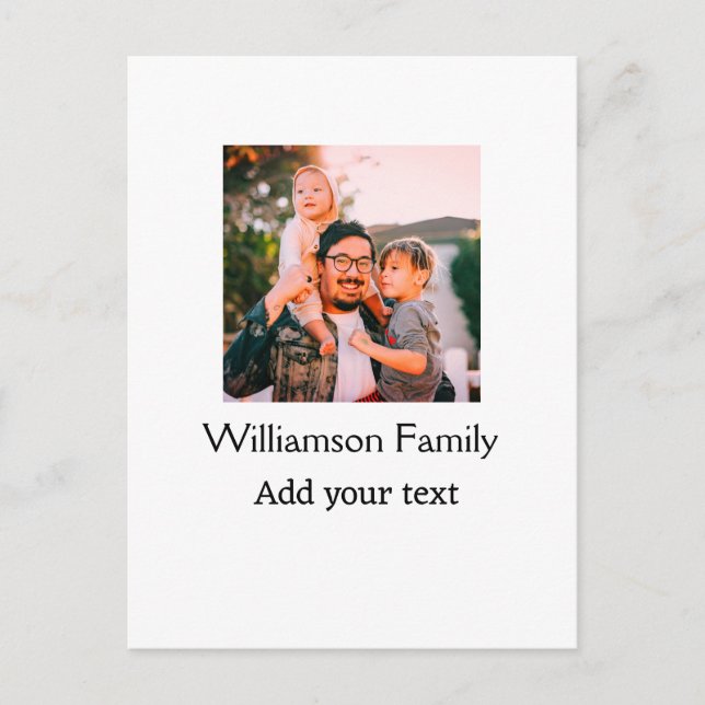 Carte Postale Nom de famille photo message texte vacances simple (Devant)