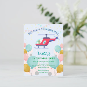Carte Postale Nom de fête d'anniversaire d'hélicoptère de dinosa