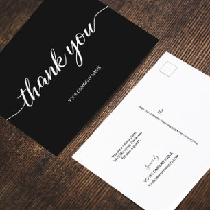 Carte Postale Nom de l'entreprise simple noir et blanc Script