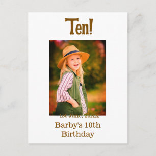 Carte Postale nom de photo d'anniversaire 10 ans date simple mar