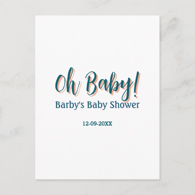 Carte Postale Nom de shower bébé simple bleu gras oh bébé bébé  (Devant)