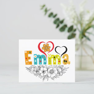 Carte Postale Nom Emma Personnalisé pour la femme nommée Emma