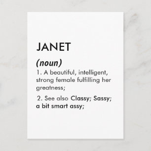 Carte Postale Nom Janet, Nom modifiable, Nom personnalisé