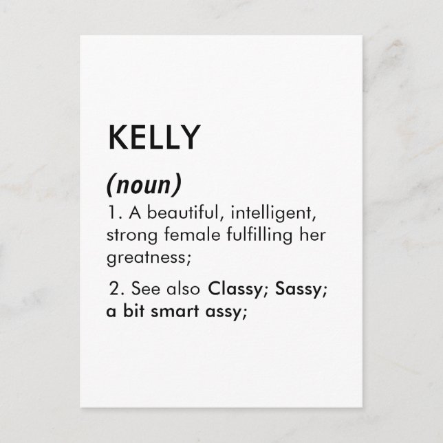 Carte Postale Nom Kelly, Nom modifiable, Nom personnalisé (Devant)