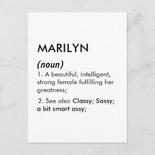 Carte Postale nom Marilyn, nom modifiable, nom personnalisé