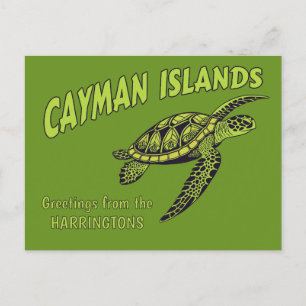 Carte Postale Nom personnalisé Cayman Islands Sea Turtle