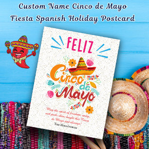 Carte Postale Nom personnalisé Cinco de Mayo Fiesta Espagne