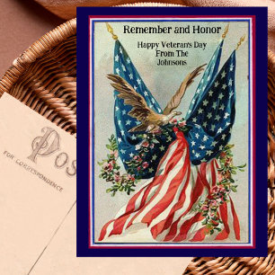 Carte Postale Nom personnalisé Drapeau patriotique de la fête de