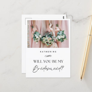 Carte Postale Nom personnalisé et photo Bridesmaid Proposition