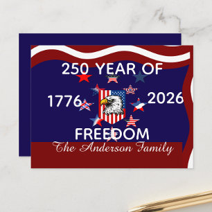 Carte Postale Nom personnalisé, famille et liberté America 250 a