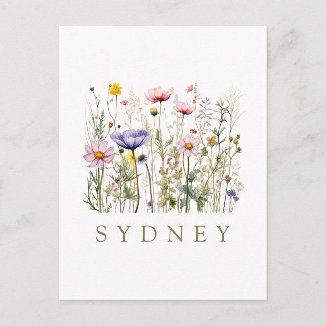 Carte Postale Nom personnalisé fleur sauvage (Devant)
