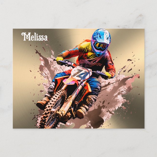 Carte Postale Nom personnalisé Motocross (Devant)