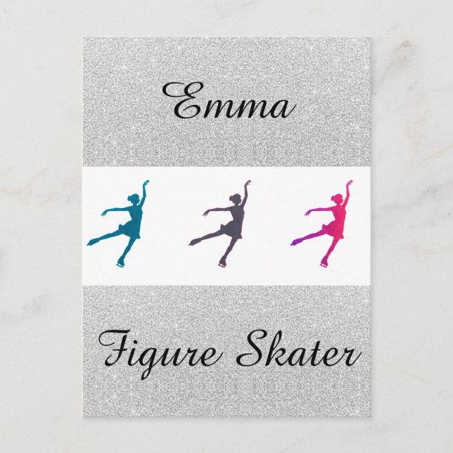Carte postale Nom personnalisé Patinage artistique (Devant)