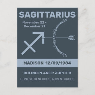 Carte Postale Nom personnalisé / Texte Symbole zodiaque Sagittar