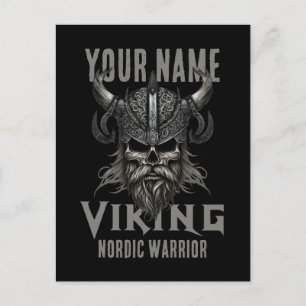 Carte Postale NOM personnalisé Viking Warrior Heritage