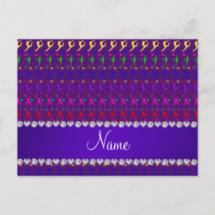 Carte Postale Nom violet arc-en-ciel gymnastique coeurs étoiles