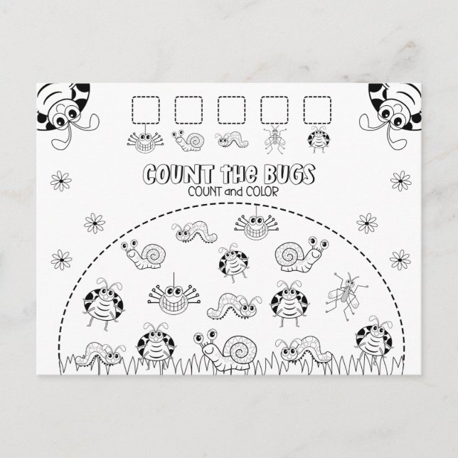 Carte Postale Nombre et couleur Activité mathématique amusante d (Devant)