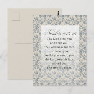 Carte Postale Nombres 6:24-26 Verset de la Bible Art