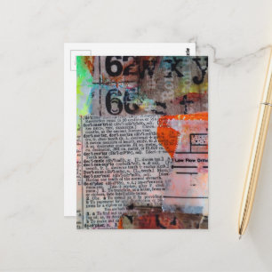 Carte Postale Nombres abstraits Lettres Grunge collage 