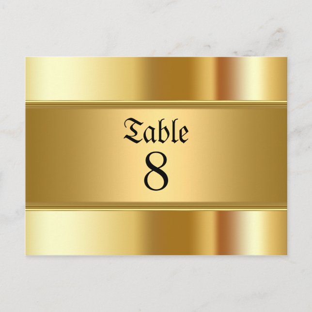 Carte Postale Nombres de table de fête en or (Devant)