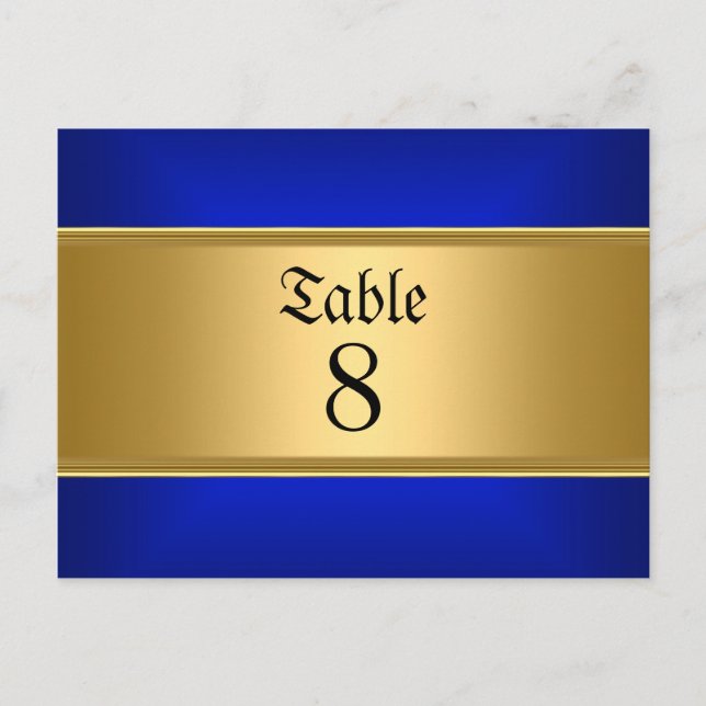 Carte Postale Nombres de table de mariage bleu royal bleu (Devant)