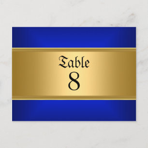 Carte Postale Nombres de table de mariage bleu Royal Blue