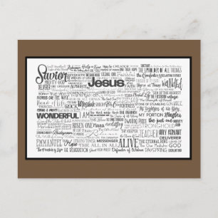 Carte Postale Noms de Dieu Brown blanc