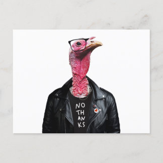 Carte Postale Non merci. Drôle de Dindon avec des lunettes