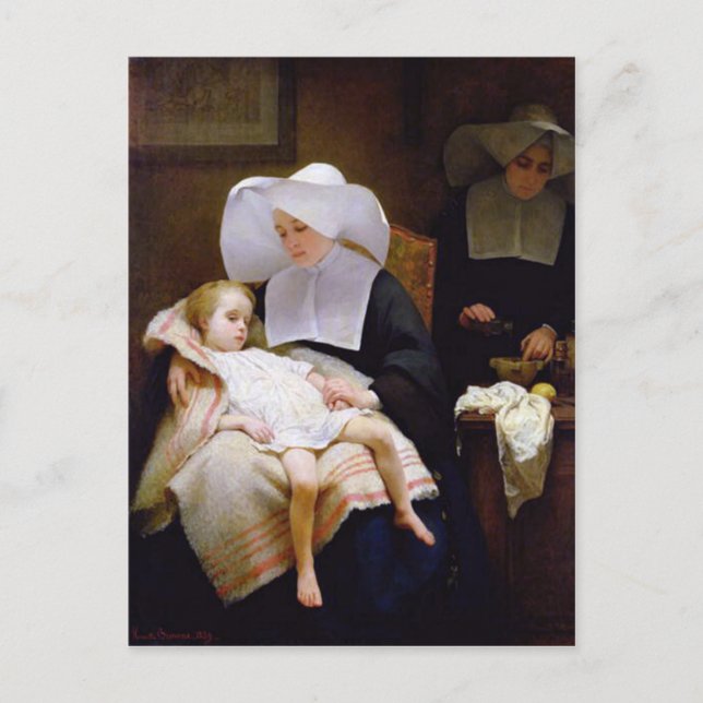 Carte Postale Nonne qui s'occupe d'un enfant malade (Devant)