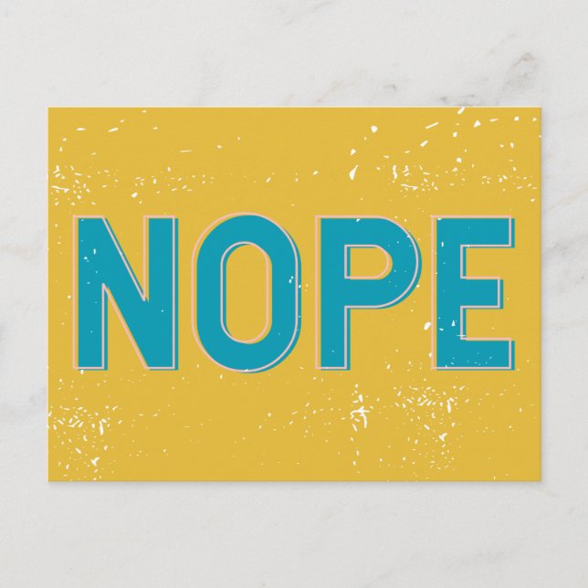 Carte Postale NOPE - Typographie en bleu et jaune (Devant)