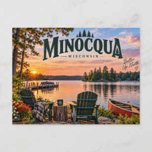 Carte Postale Nord de la forêt Minocqua Wisconsin