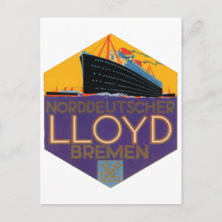 Carte Postale Norddeutcher Lloyd Bremen Étiquette bagage