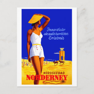 Carte Postale Nordseebad, Norderney, fille sur la plage, Allemag