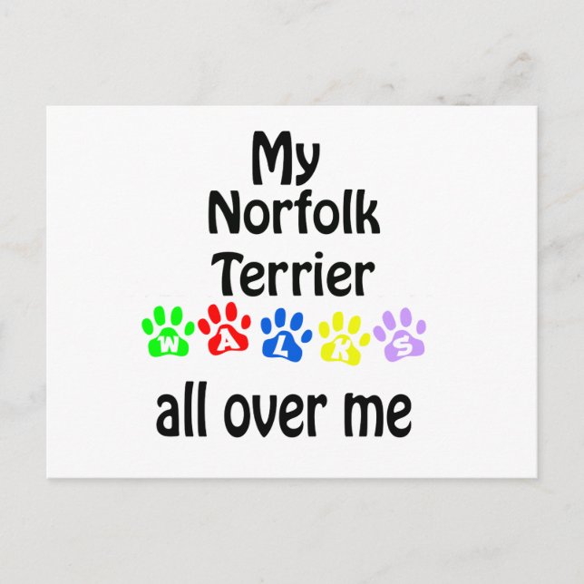 Carte Postale Norfolk Terrier Walks Design (Devant)