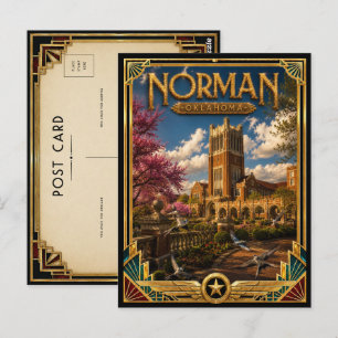 Carte Postale Norman Oklahoma Art Déco Vintage Âge d'Or