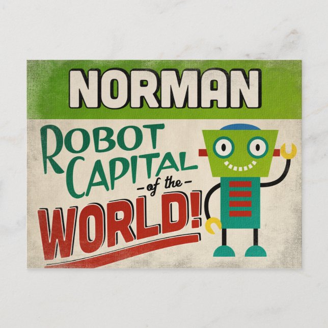 Carte Postale Norman Oklahoma Robot - Vintage amusant (Devant)